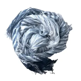 Striped Scarf - Light Grey Blue Bohemian