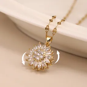 Sunflower Necklace with Diamonds Women