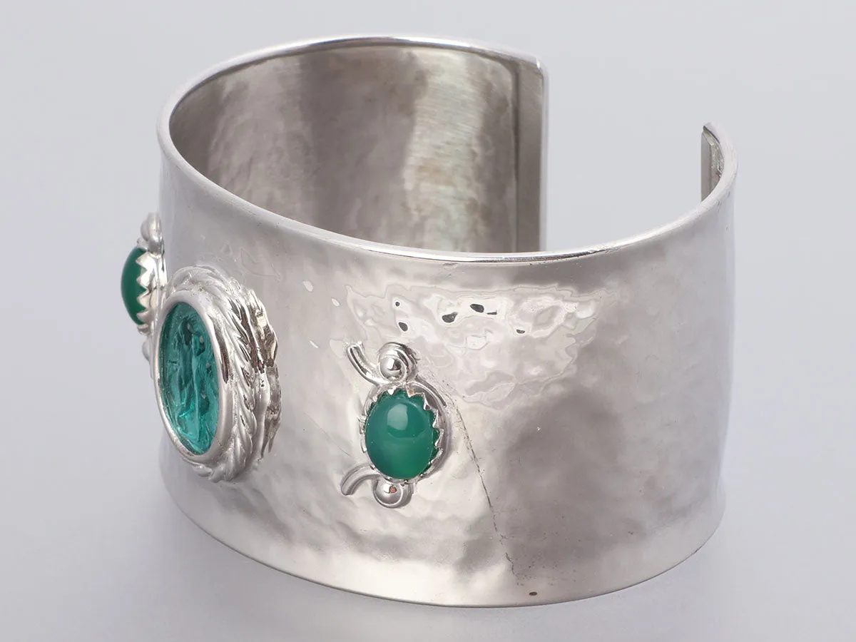 Tagliamonte Sterling Silver Green Agate Intaglio Cuff