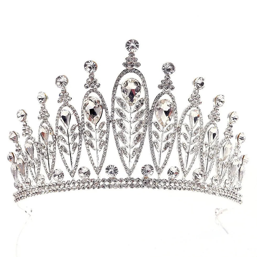 Tall  crystal tiara crown  Couture inspired modern crystal tiara Clear rhinestone crystal by Crystal wedding uk