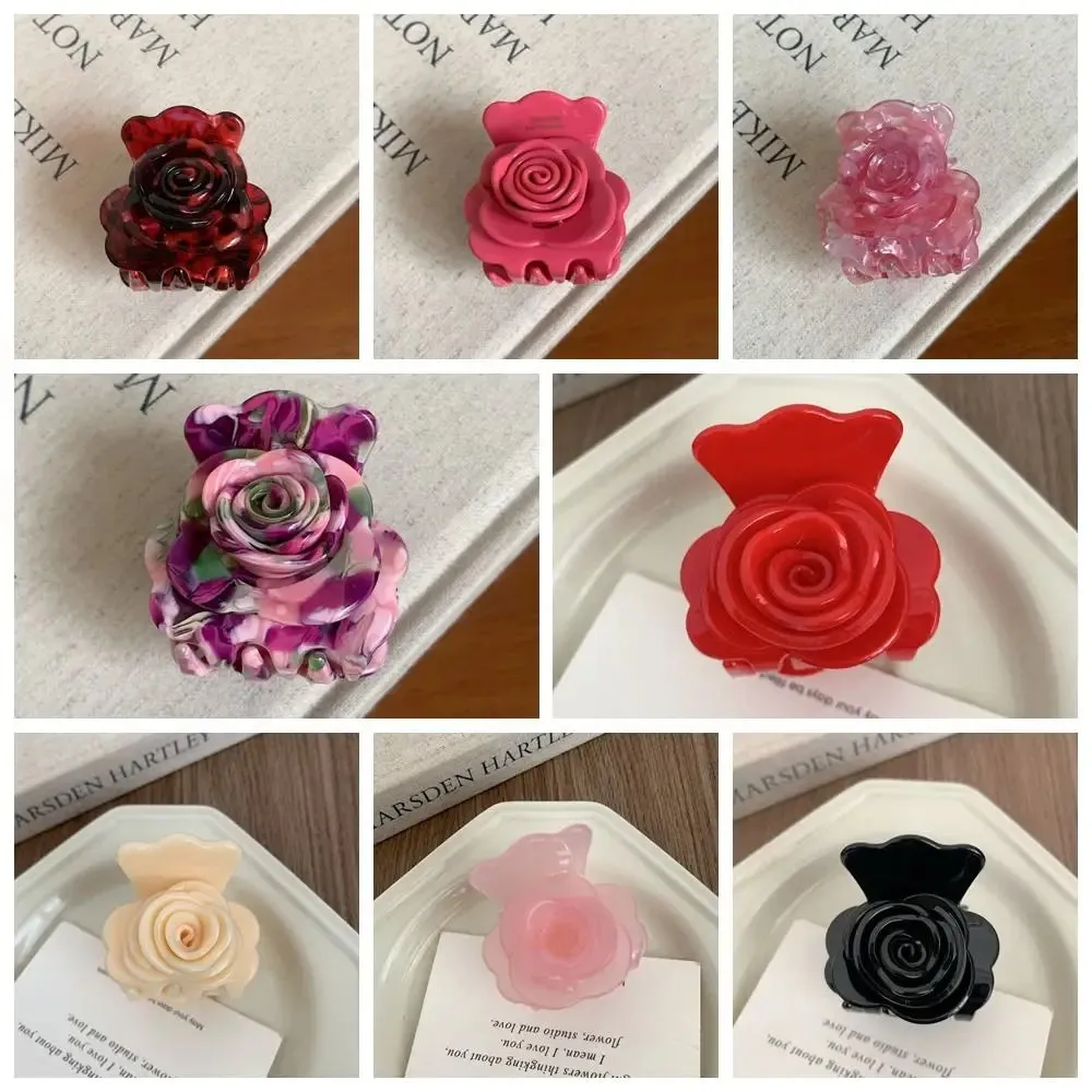 TAVIMART  -  Personalized Acetic Acid Rose Hair Claw Cute Hairpin Grab Clip Flower Hair Clip Candy Color Headdress Small Shark Clip Girl