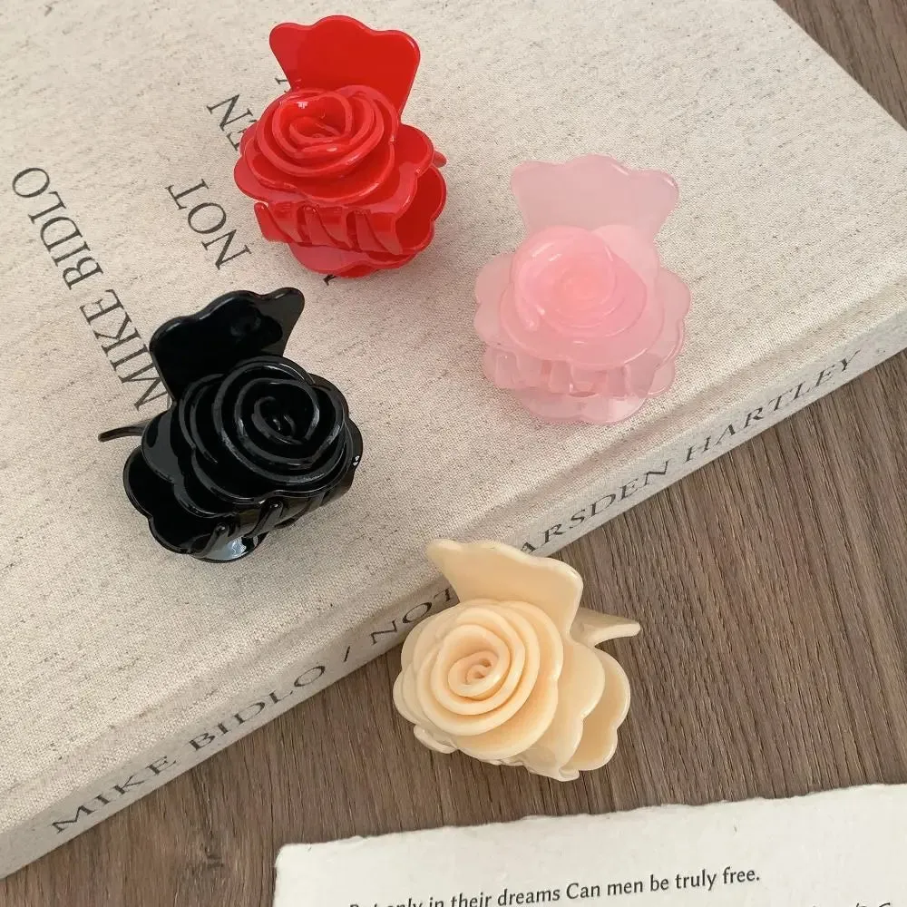 TAVIMART  -  Personalized Acetic Acid Rose Hair Claw Cute Hairpin Grab Clip Flower Hair Clip Candy Color Headdress Small Shark Clip Girl