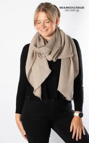 Textured Plain Scarf | Taupe