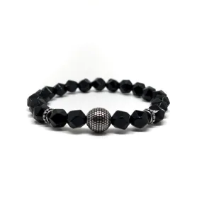 The Faceted Black Agate Cylinder Bracelet