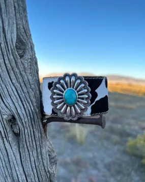 The LaHoma Concho & Cowhide Cuff Bracelet