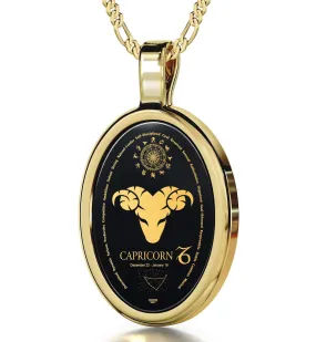 The World of Capricorn, 14k Gold Necklace, Onyx