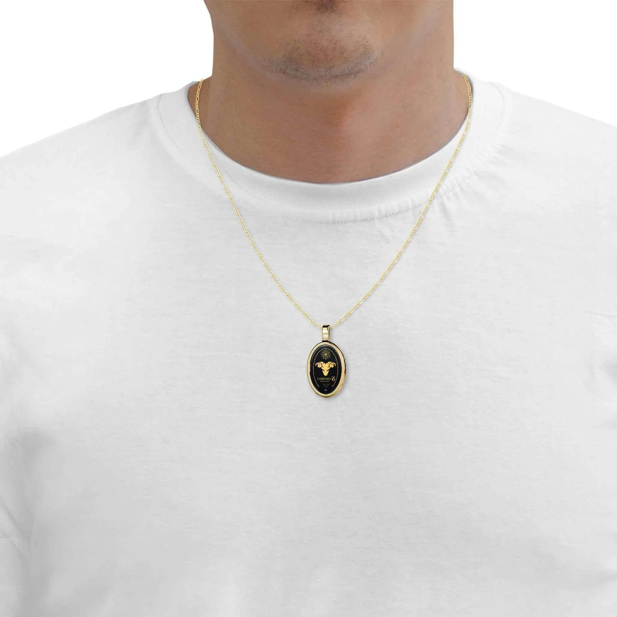 The World of Capricorn, 14k Gold Necklace, Onyx