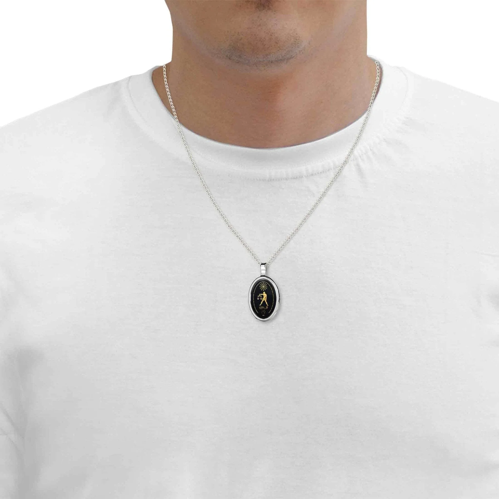 The World of Libra, 14k White Gold Necklace, Onyx