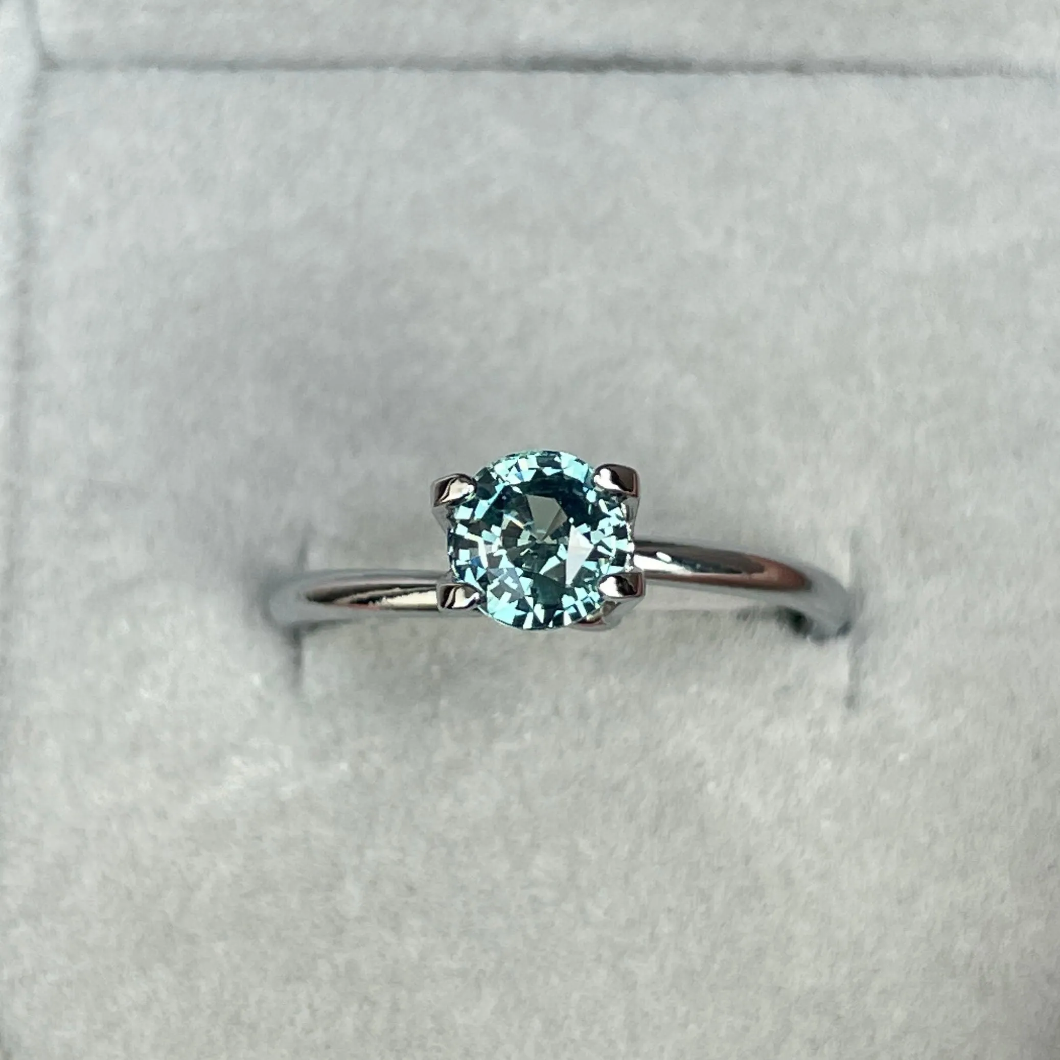 This 0.96 crt Teal Sapphire is well cut to bring out the best colour and lustre, and has a perfect colour blend.