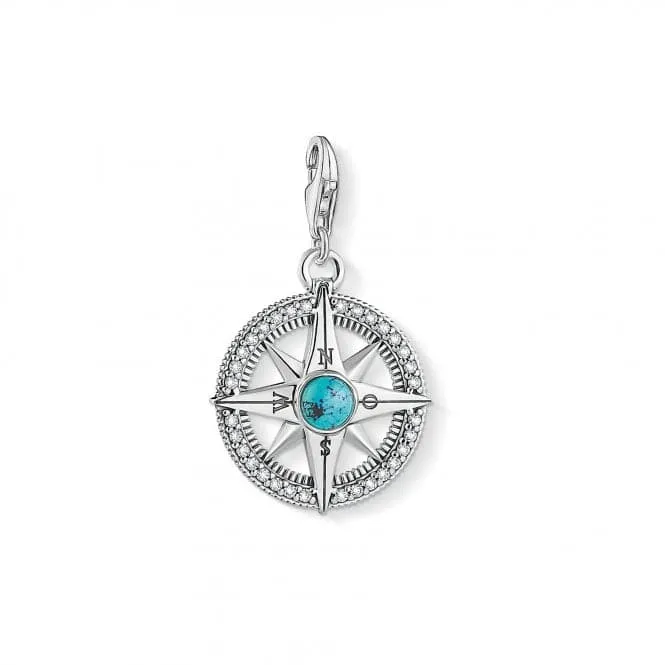 Thomas Sabo Sterling Silver Turquoise Compass Charm 1773-646-17