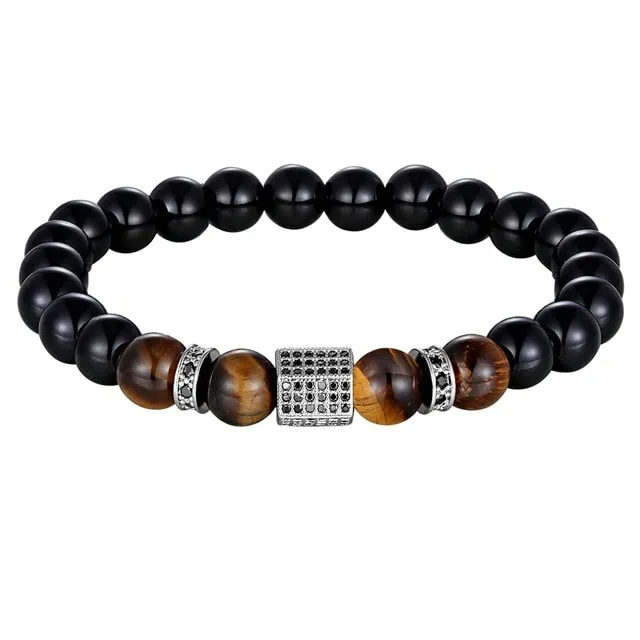 Tiger Eye with Cubic Zircon Bracelet