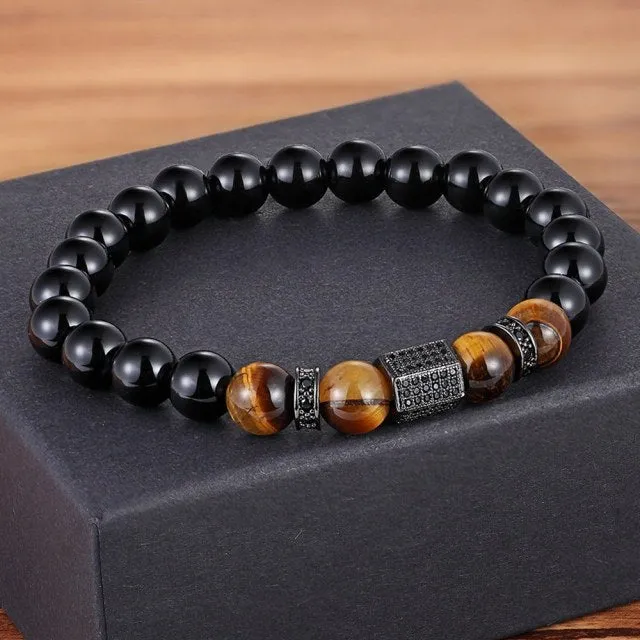 Tiger Eye with Cubic Zircon Bracelet