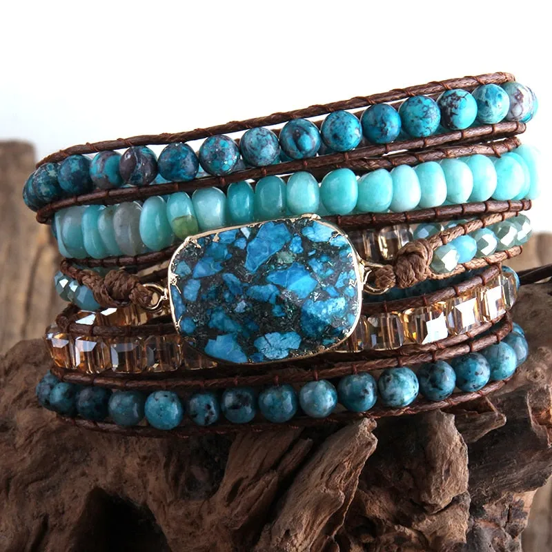 Tranquil Turquoise Leather Wrap Bracelet