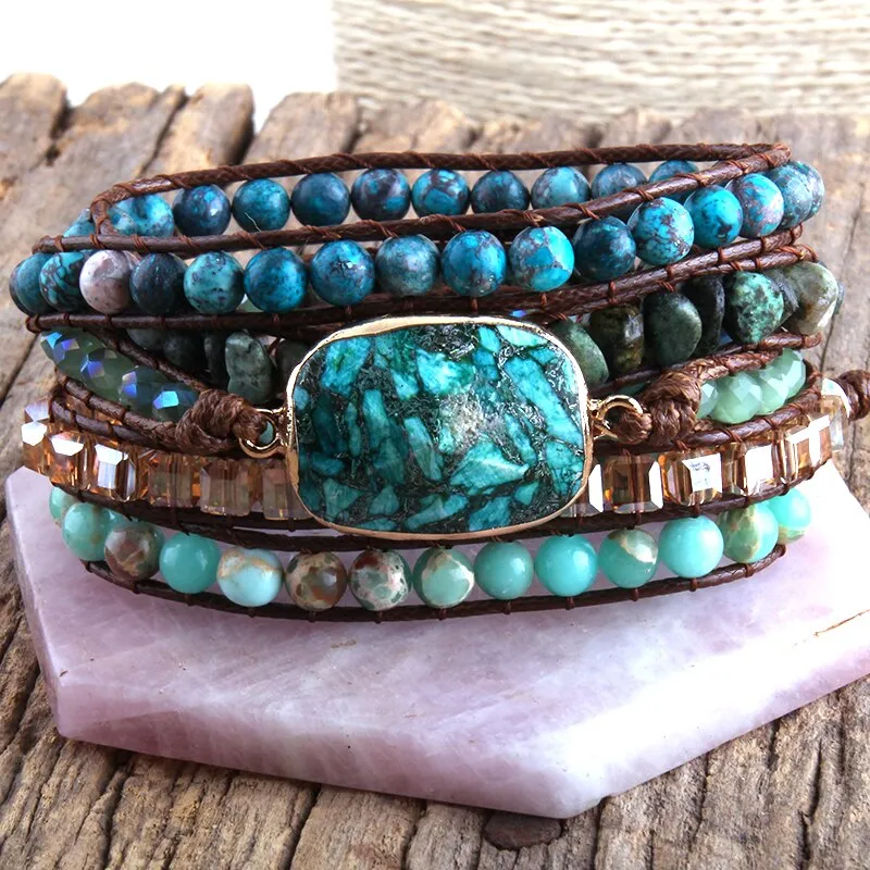 Tranquil Turquoise Leather Wrap Bracelet