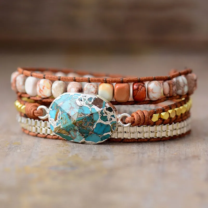 Tranquil Turquoise Leather Wrap Bracelet