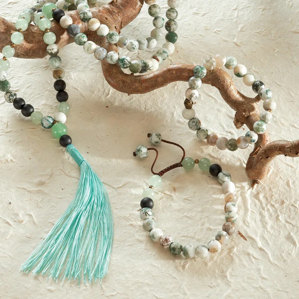 Tree Agate Stretchy Mala