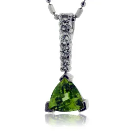 Trillion Peridot and Diamond Pendant