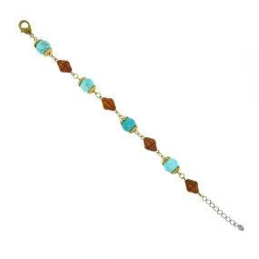 T.R.U. Genuine Howlite Dyed Turquoise Copper Beaded Bracelet