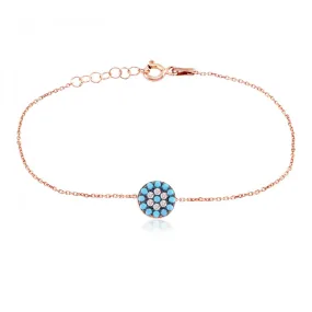 Turquoise Eye Rose Gold Bracelet 925