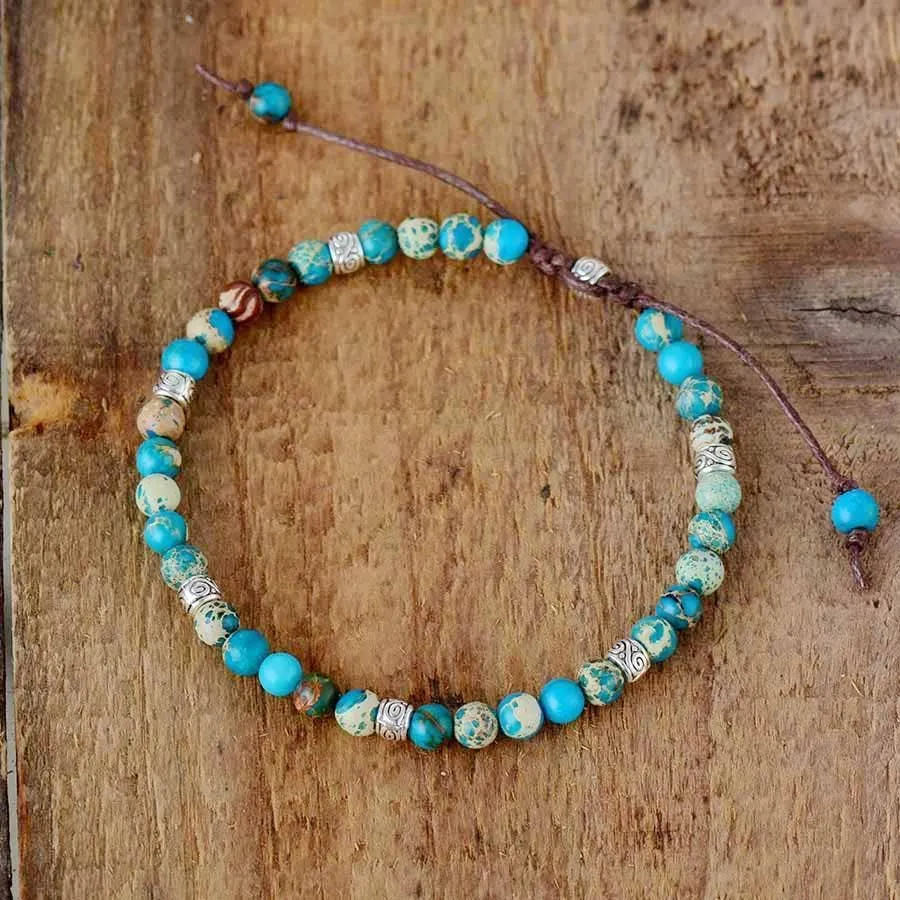 Turquoise Jasper Stone Adjustable Bracelet by Free Spirit