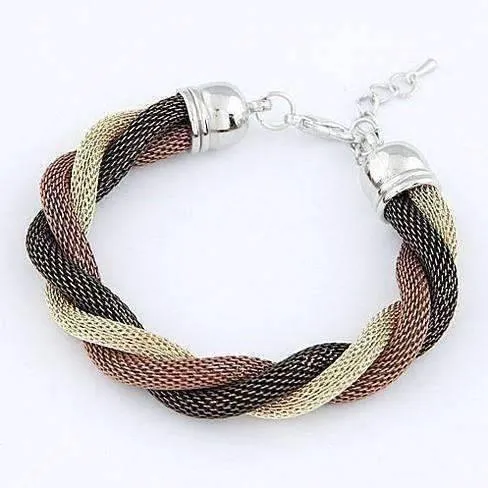 Twisted Metallic Mesh Bracelet - Earthy Tones