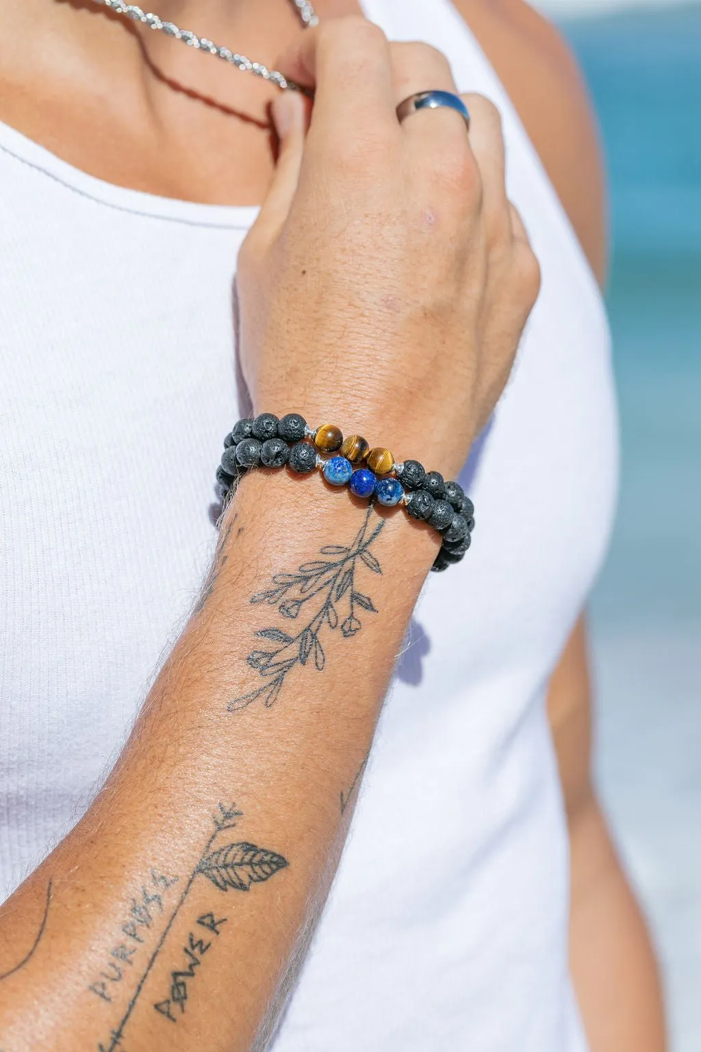 Unisex Men's Tigers Eye Lava Bracelet - Ekewaka