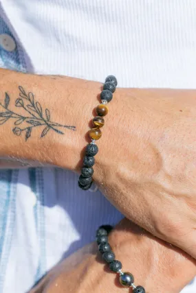 Unisex Men's Tigers Eye Lava Bracelet - Ekewaka