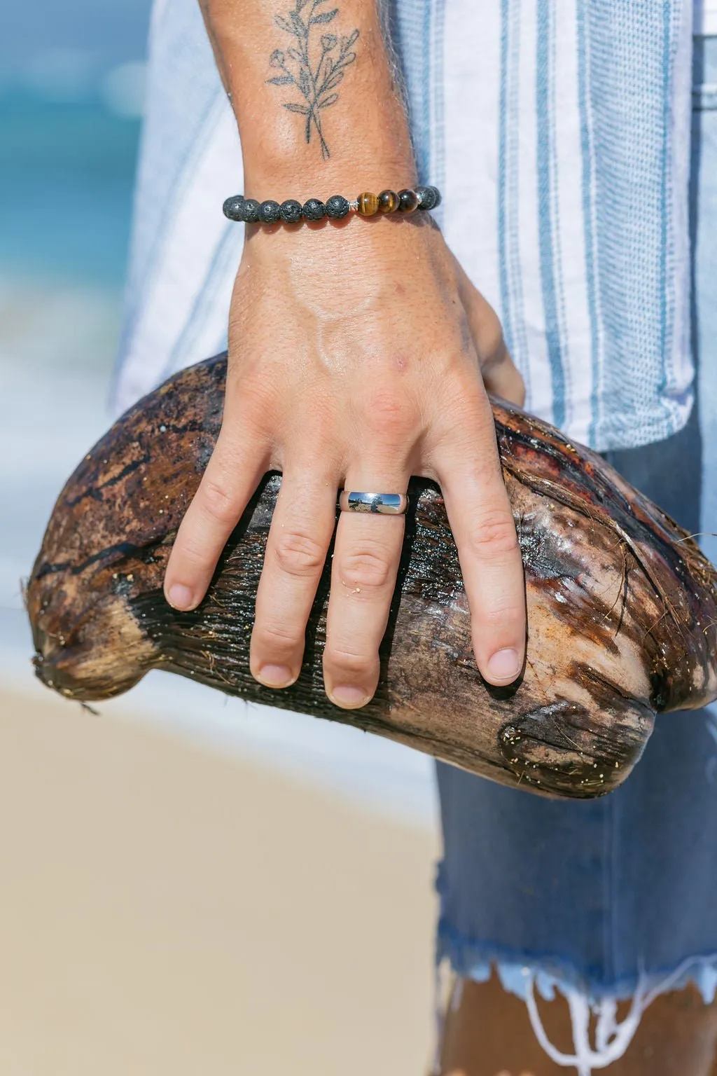 Unisex Men's Tigers Eye Lava Bracelet - Ekewaka