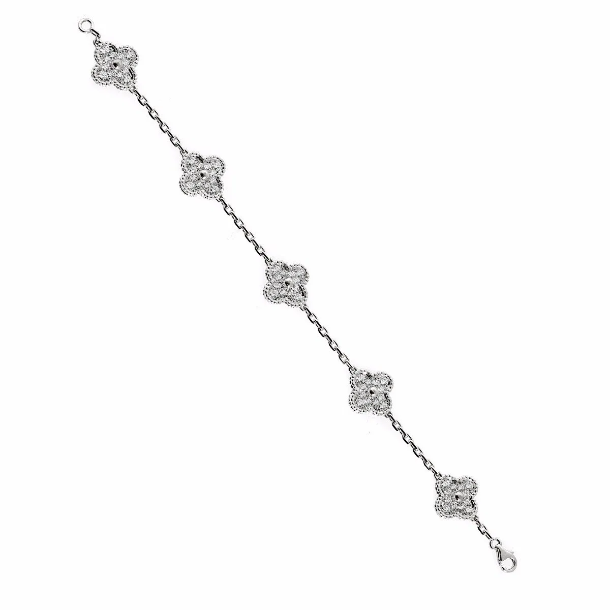 Van Cleef & Arpels Vintage Alhambra Diamond White Gold Bracelet