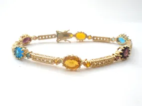 Vermeil Multi Gemstone Bracelet DL 7.25"