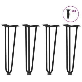 vidaXL Hairpin Table Legs 4 pcs Black 42 cm Solid Steel