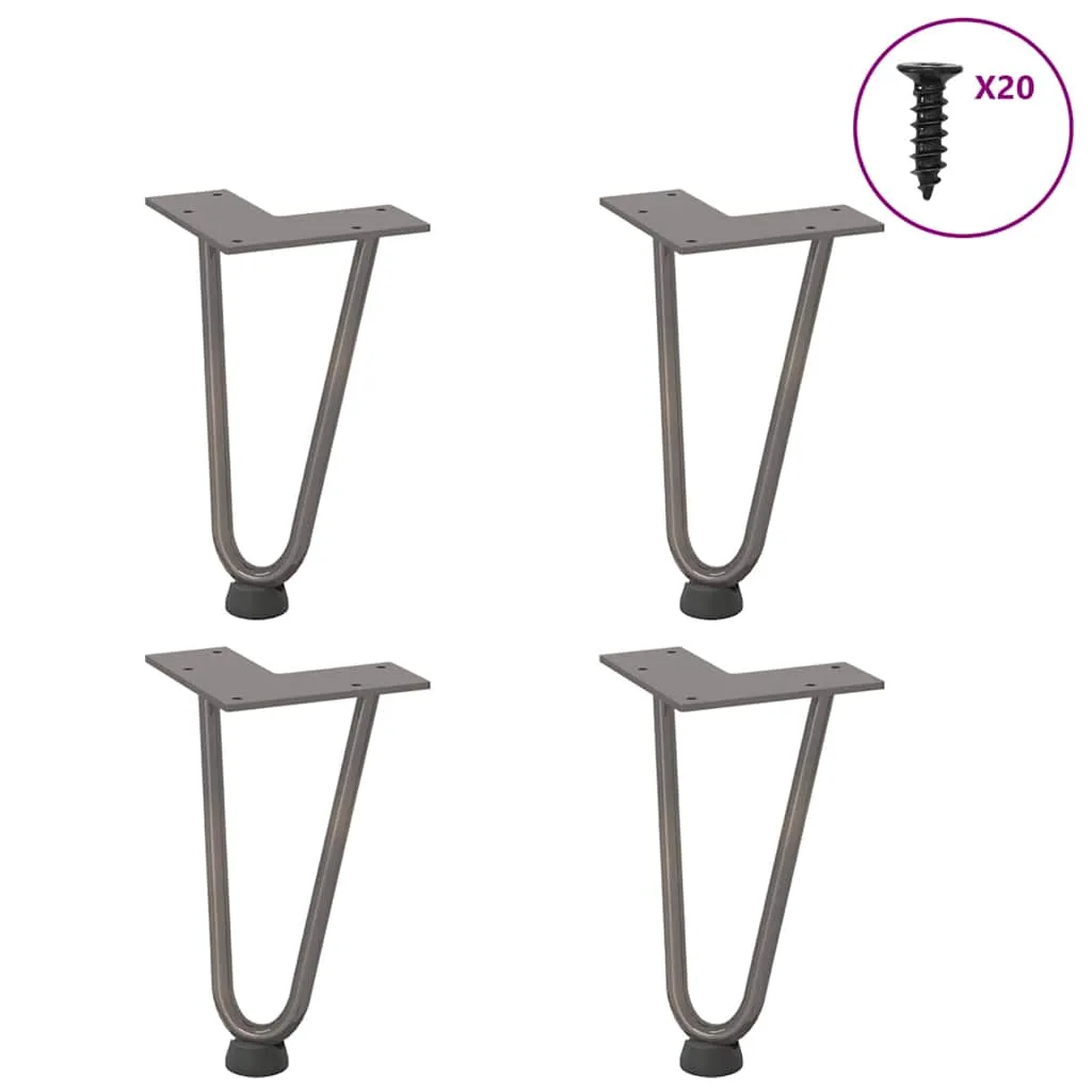 vidaXL Hairpin Table Legs 4 pcs Natural Steel 20 cm Solid Steel