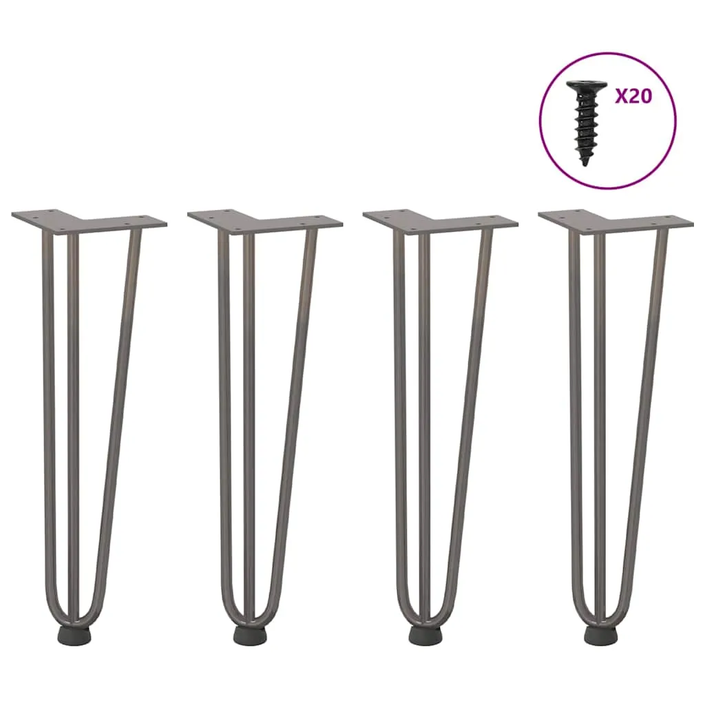 vidaXL Hairpin Table Legs 4 pcs Natural Steel 42 cm Solid Steel