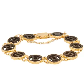 Vintage 22ct Yellow Gold Black Disc Bracelet