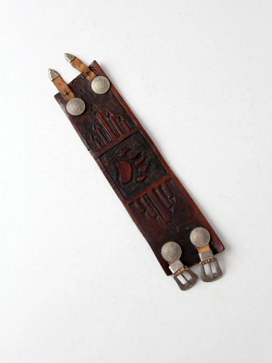 vintage 70s tooled leather cuff