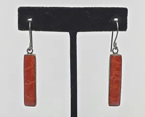 Vintage Red Coral Sterling Silver Dangle Earrings