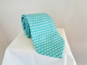 Vintage Tie Rack Silk Tie Turquoise With Circle Motifs