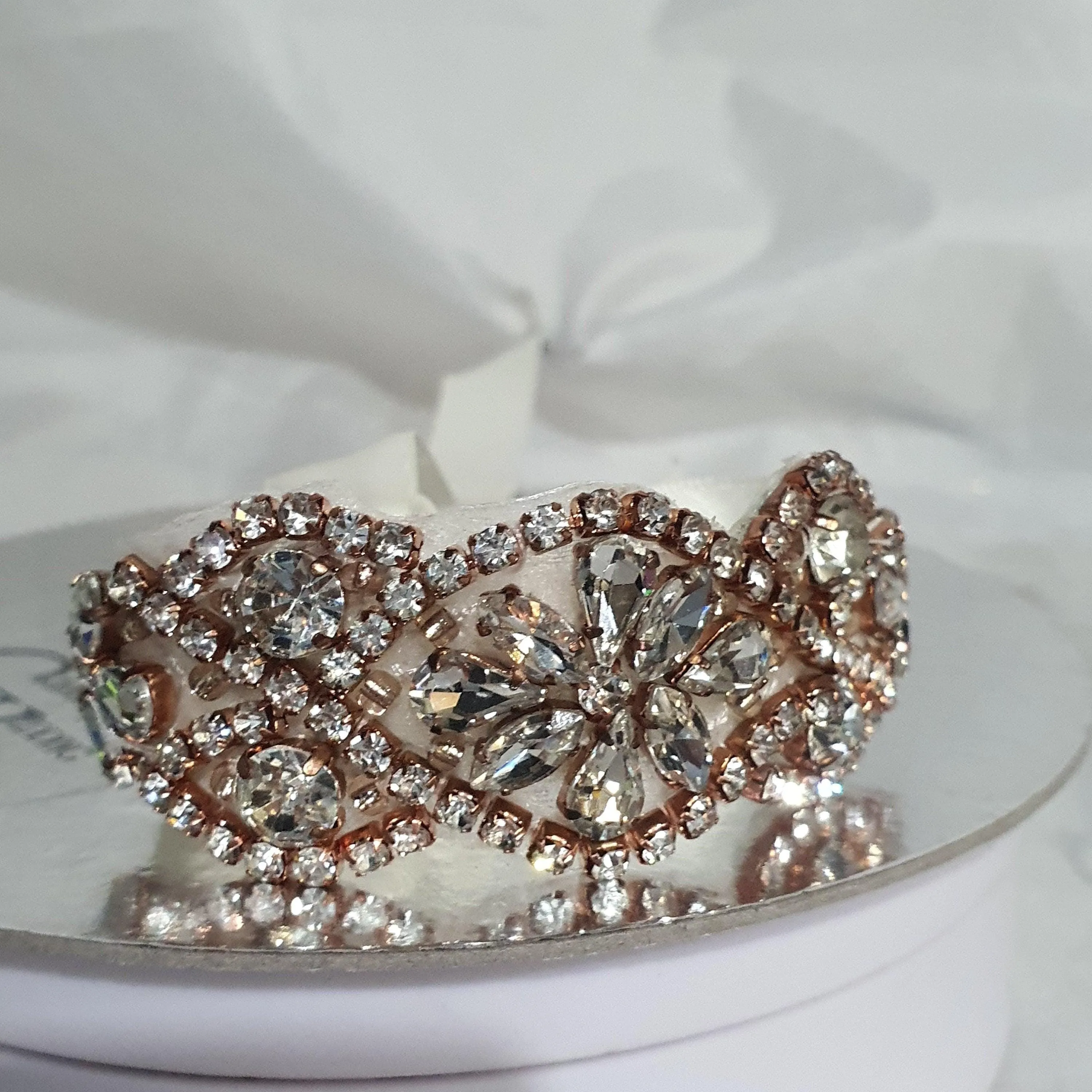 Wedding Cuff Bracelet Great Gatsby Vintage Glam Art Deco Crystal rhinestone bridesmaid flower girl small size- by Crystal wedding uk