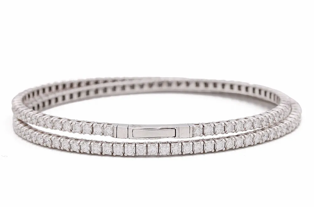 White Gold 14K Fancy Bangle Bracelet With Diamonds