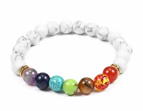 White turquoise 7 Chakra Stretch bracelet