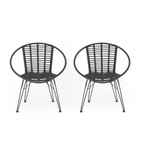 Winnie Outdoor Wicker Dining Chairs (Set of 2)