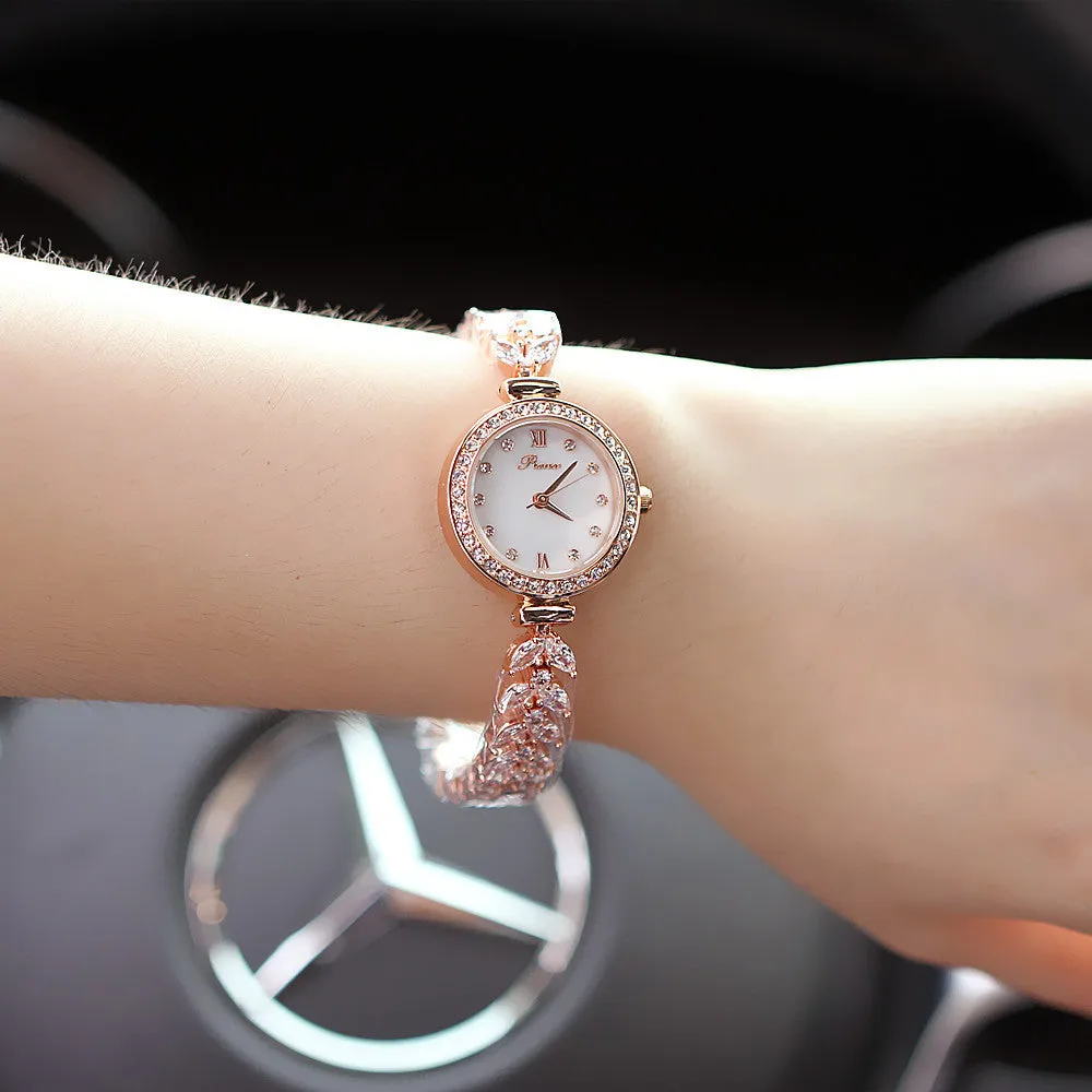 Women's watch fashion fishbone chain quartz waterproof watch pointer type diamond bracelet watch