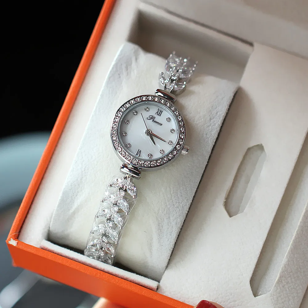 Women's watch fashion fishbone chain quartz waterproof watch pointer type diamond bracelet watch