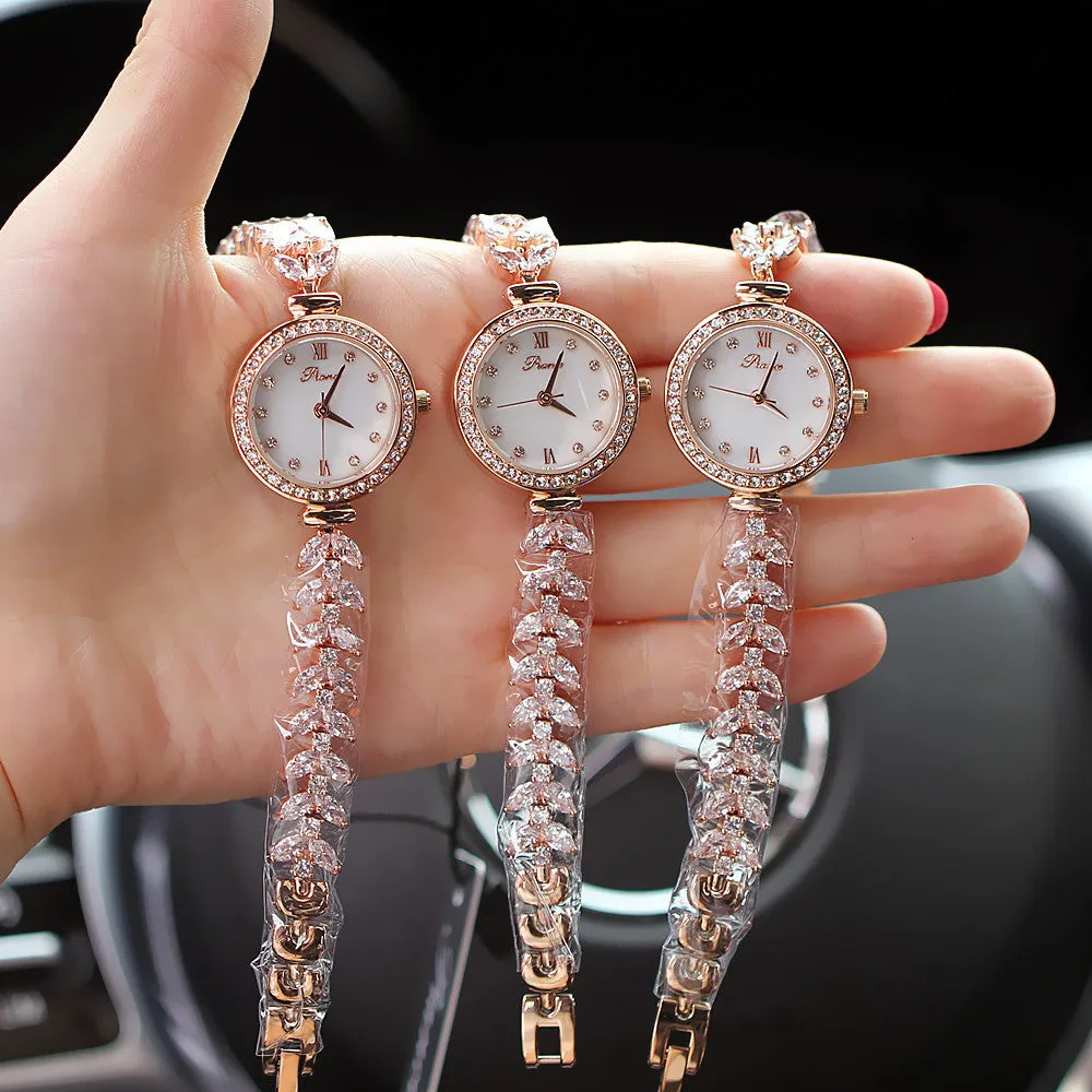 Women's watch fashion fishbone chain quartz waterproof watch pointer type diamond bracelet watch