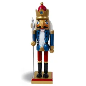 Wooden King Nutcracker with Blue Diamond Crown