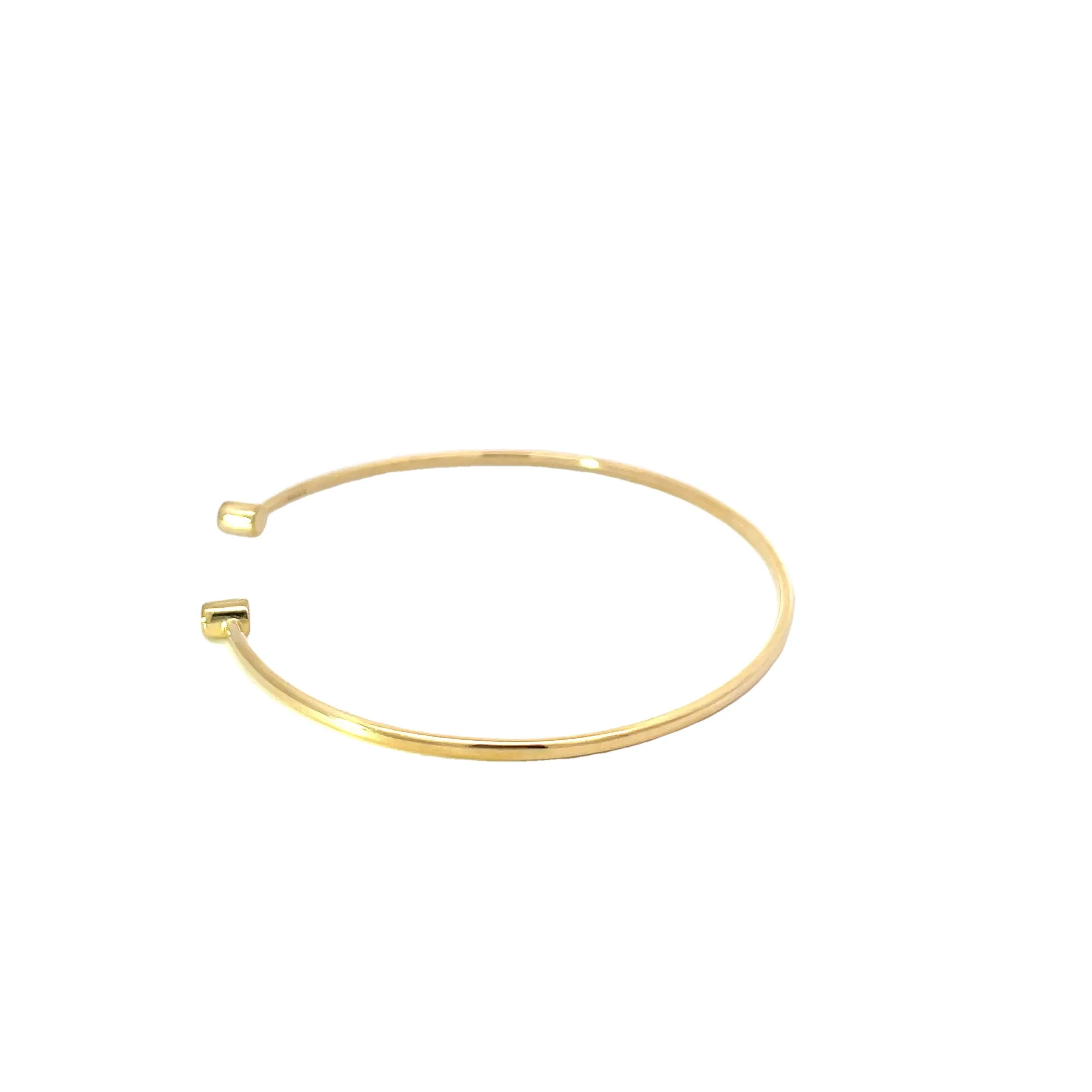 Yellow Gold Cylinder End Cuff Bracelet