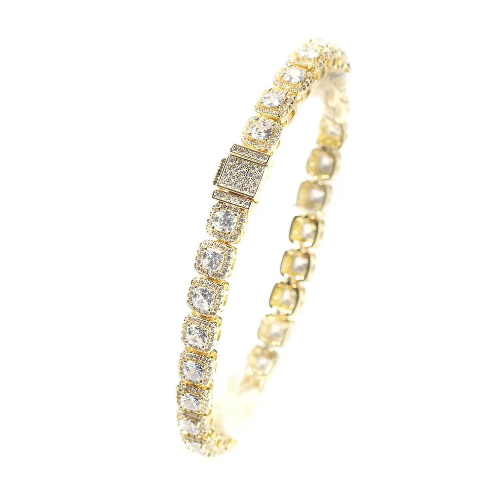 Zircon Hip Hop Necklace 7mm Gold Plated Rock Candy Chain