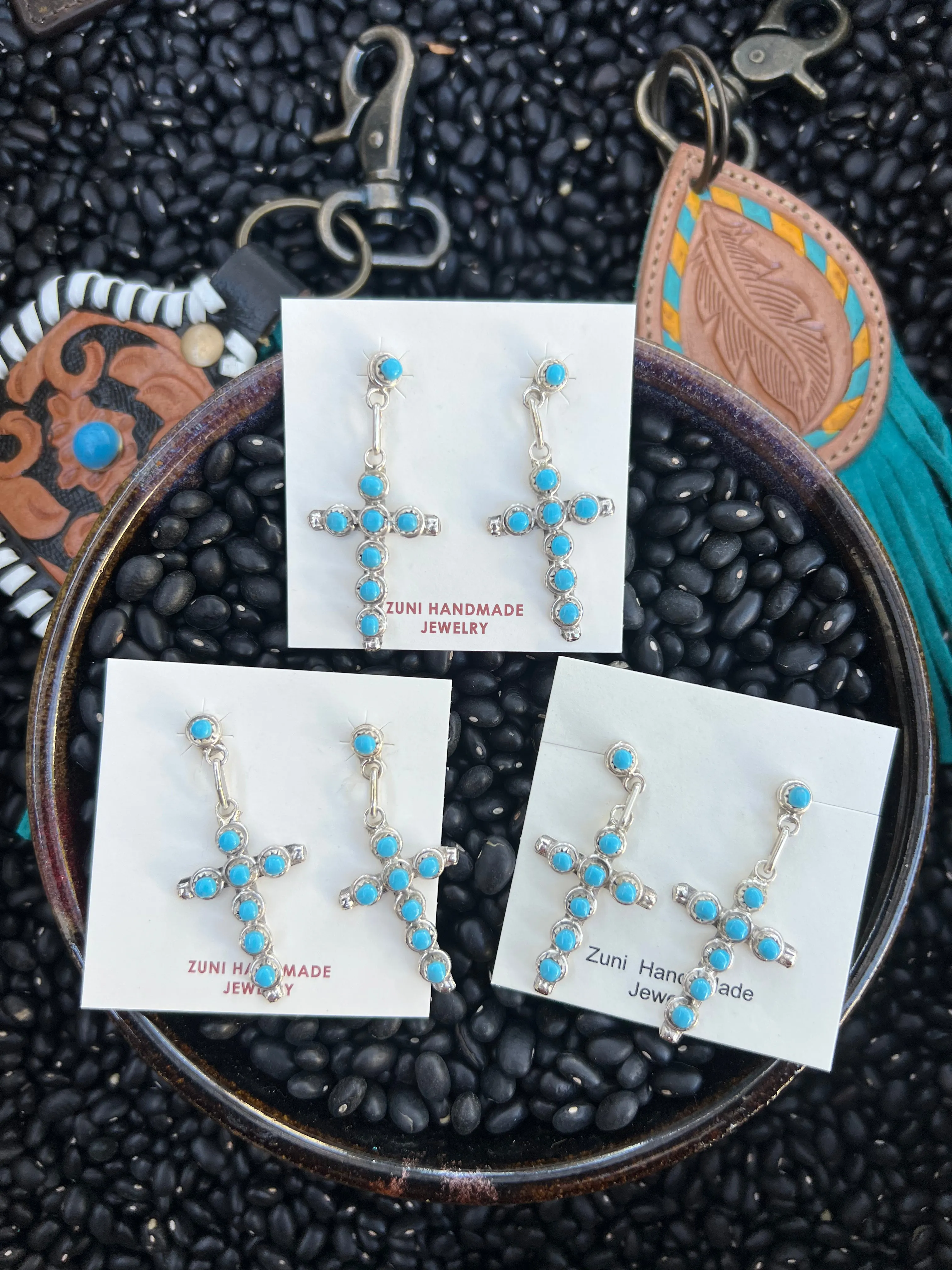 Zuni Turquoise Cross Earrings