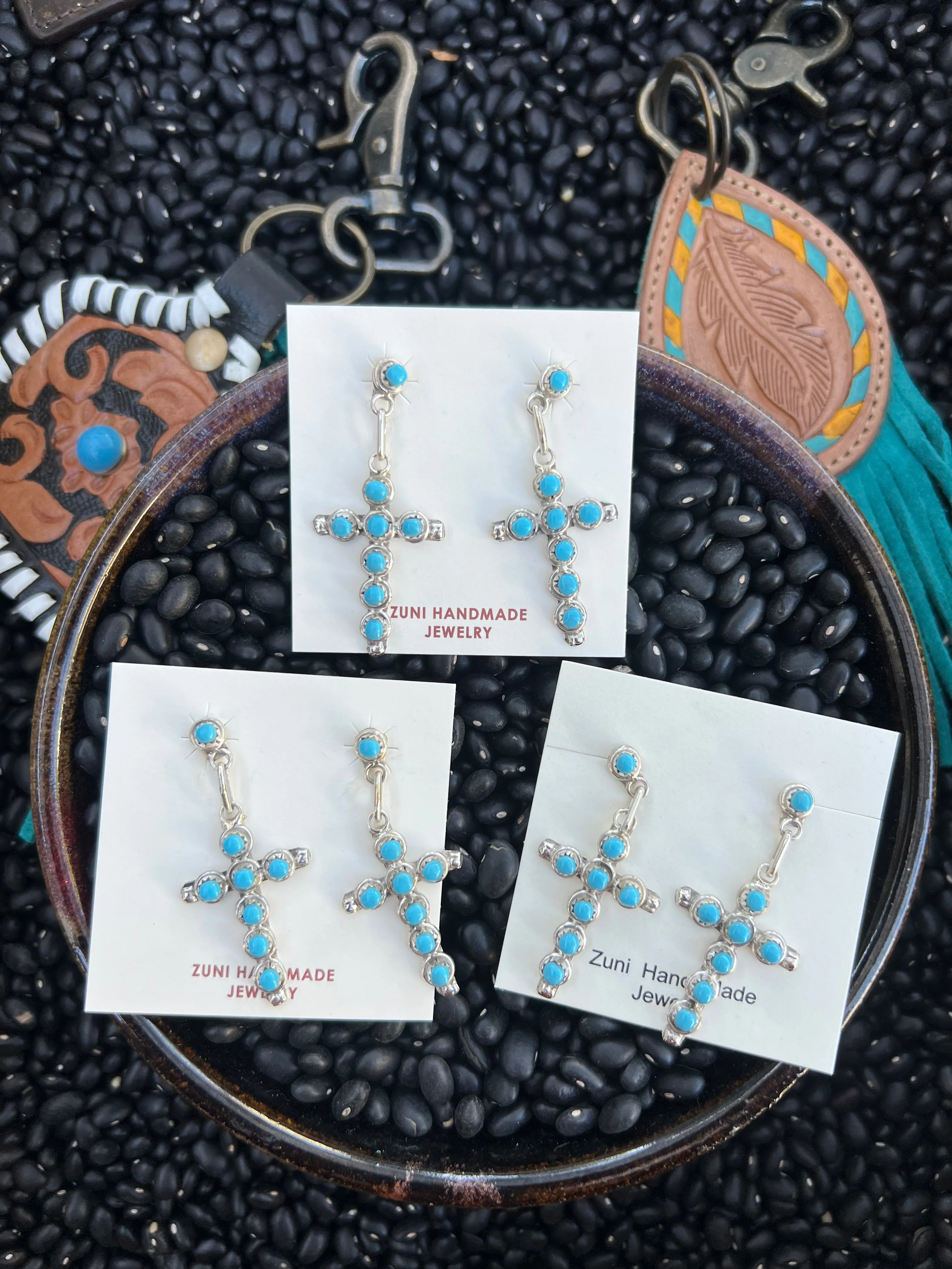 Zuni Turquoise Cross Earrings