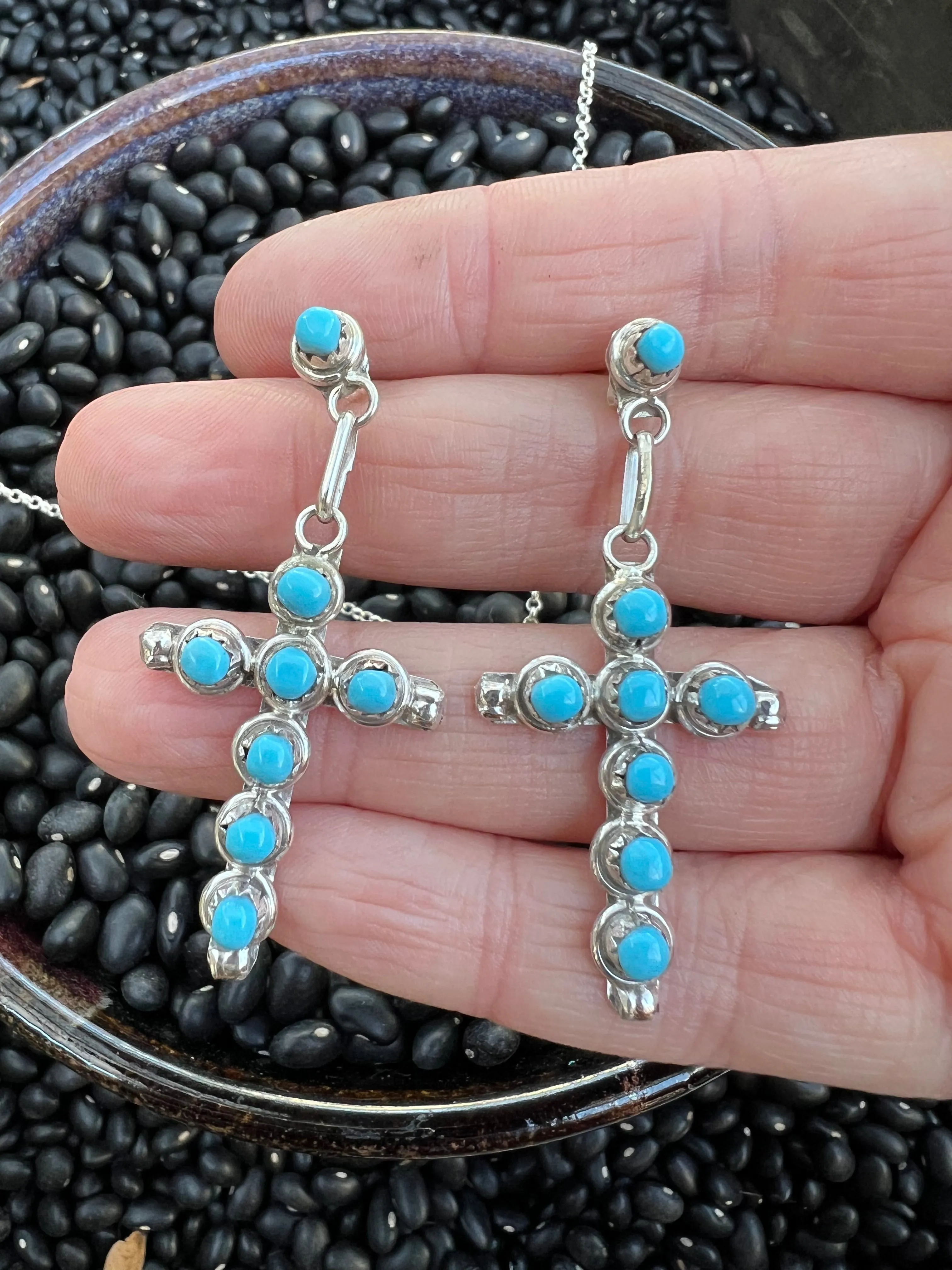 Zuni Turquoise Cross Earrings